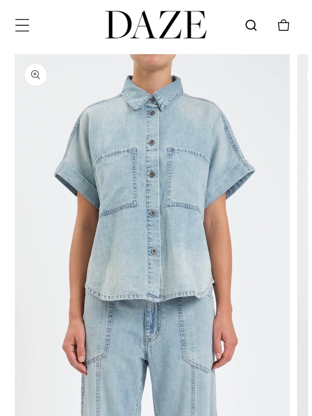 DAZE Oversized Light Wash Denim Shirt Jacket Shacket Size Small